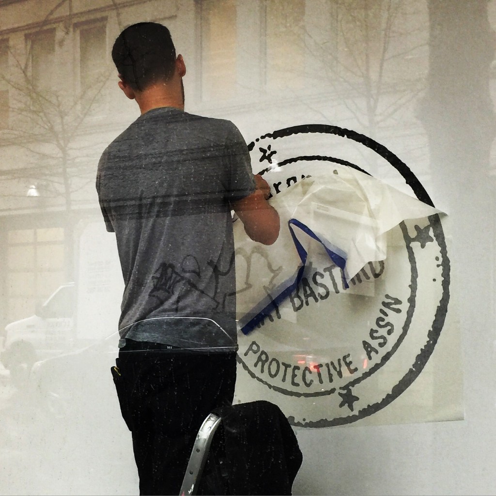 RBPA stamp installed on gallery window
